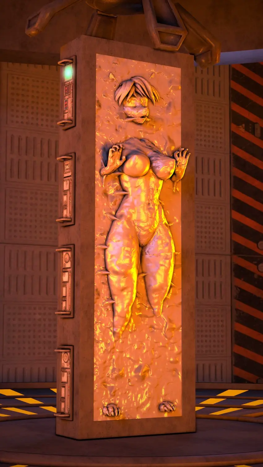 Image breasts,female,nipples,solo,nude,furry,anthro,nintendo,3d,star_wars,bound,source_filmmaker,krystal,star_fox,encasement,petrification,frozen,carbonite,sfmcarbonfreezer