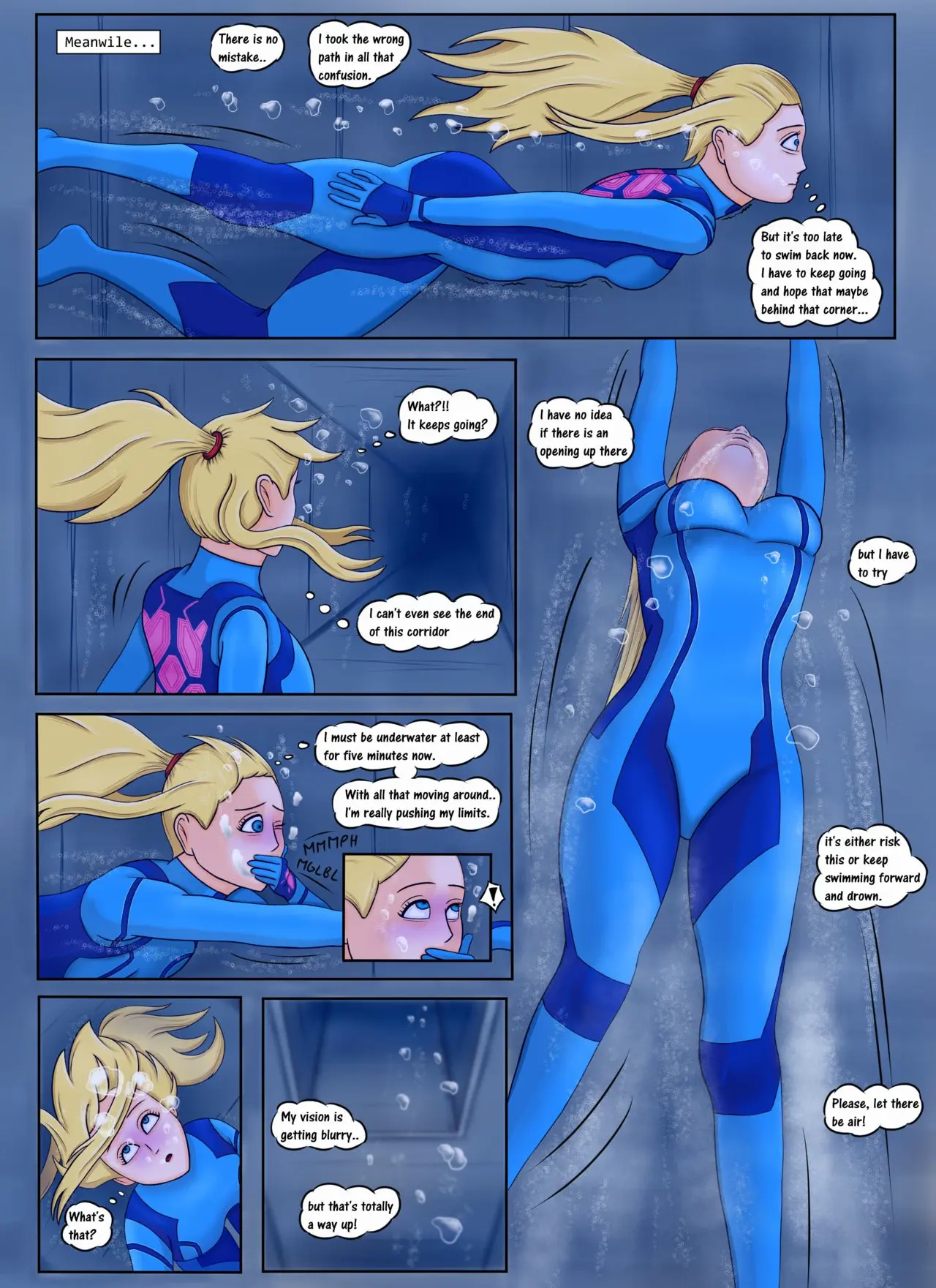 Image breasts,female,comic,english_text,metroid,samus_aran,underwater,drowning,air_bubbles,geldibson