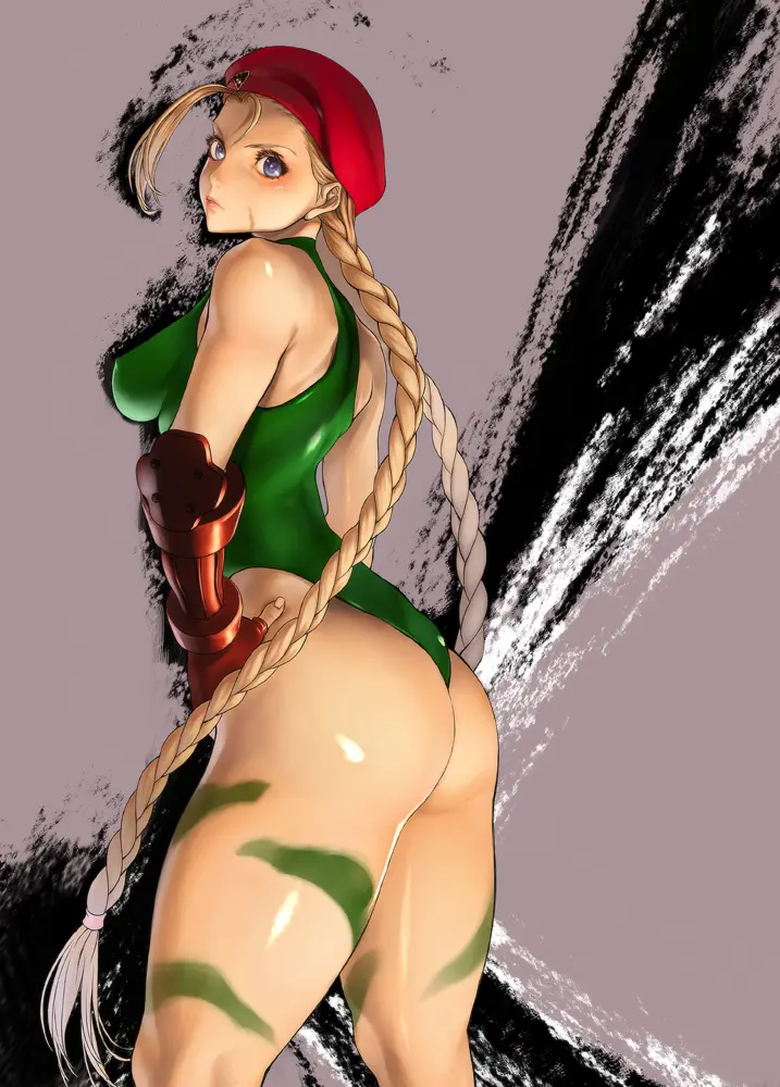 Image 1girls,female,female_only,light-skinned_female,light_skin,long_hair,looking_at_viewer,solo,blue_eyes,ass,thick_thighs,solo_female,blonde_hair,blonde_female,leotard,green_leotard,capcom,street_fighter,cammy_white