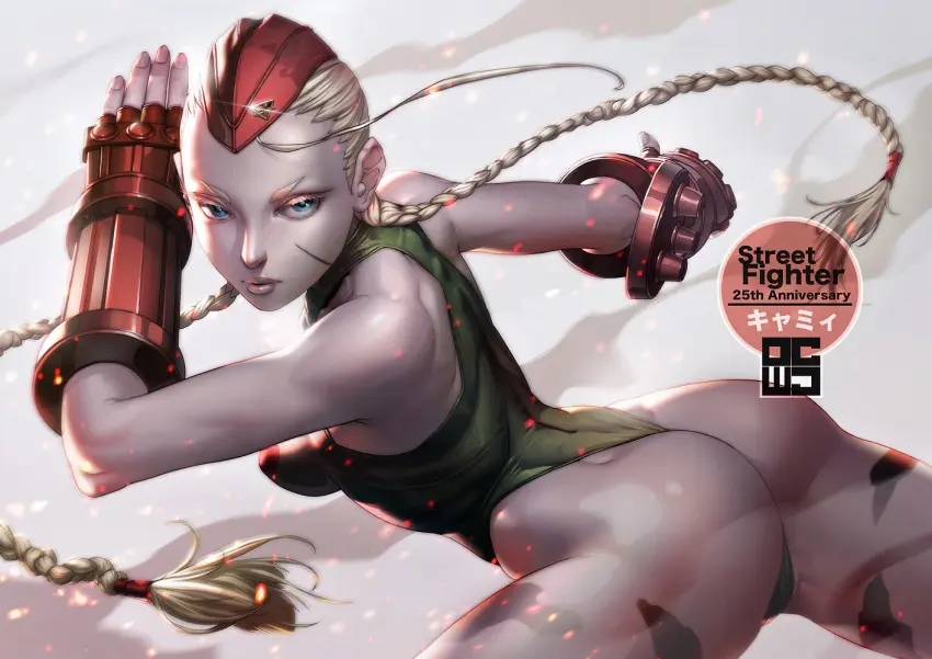 Image 1girls,breasts,female,female_only,light-skinned_female,light_skin,solo,blue_eyes,ass,big_ass,solo_female,blonde_hair,medium_breasts,cameltoe,blonde_female,leotard,green_leotard,capcom,street_fighter,cammy_white,dcwj