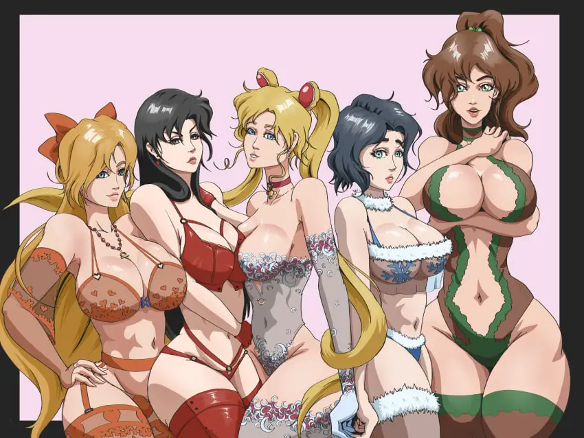 Image big_breasts,bow,breasts,clothing,female,female_only,hairbow,large_breasts,long_hair,black_hair,blue_eyes,blue_hair,multiple_girls,short_hair,bra,panties,voluptuous,ponytail,cleavage,lingerie,huge_breasts,blonde_hair,green_eyes,medium_breasts,stockings,brown_hair,detached_sleeves,twintails,5girls,bishoujo_senshi_sailor_moon,minako_aino,sailor_moon,usagi_tsukino,ami_mizuno,makoto_kino,rei_hino,wanderagro893