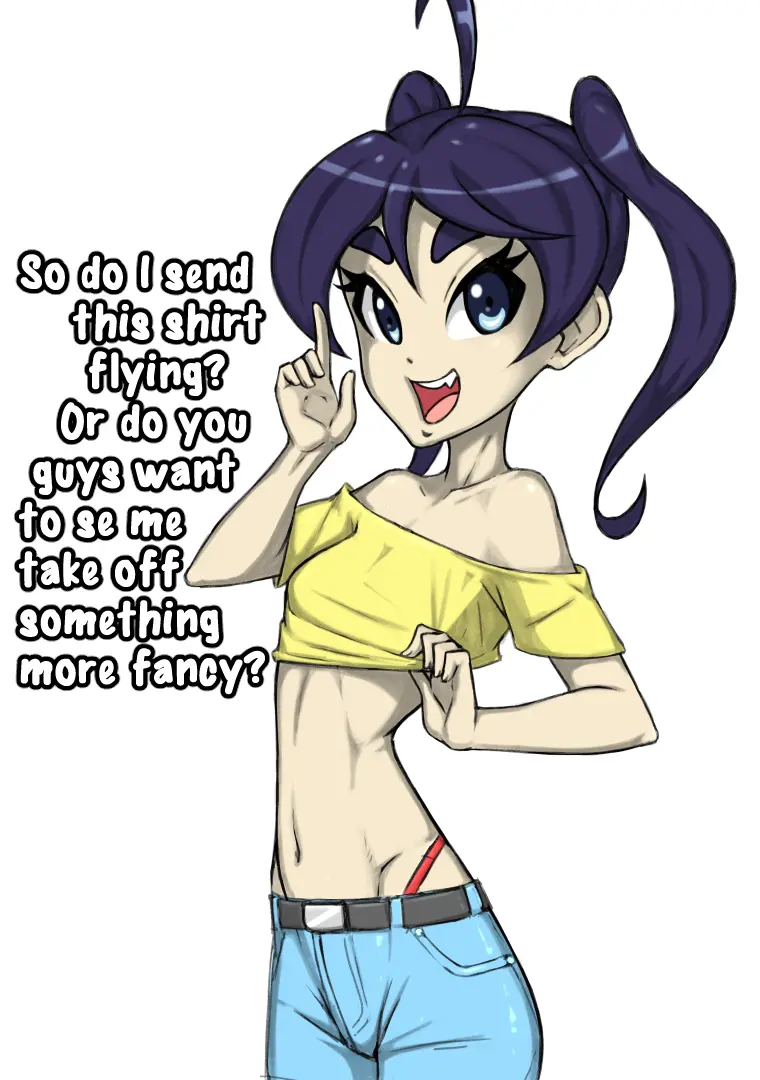 Image female,solo,original,purple_hair,twintails,skinny,undressing,strip_game,stripping,getting_naked,getting_undressed,sketchwork,vikky_(sketchwork)
