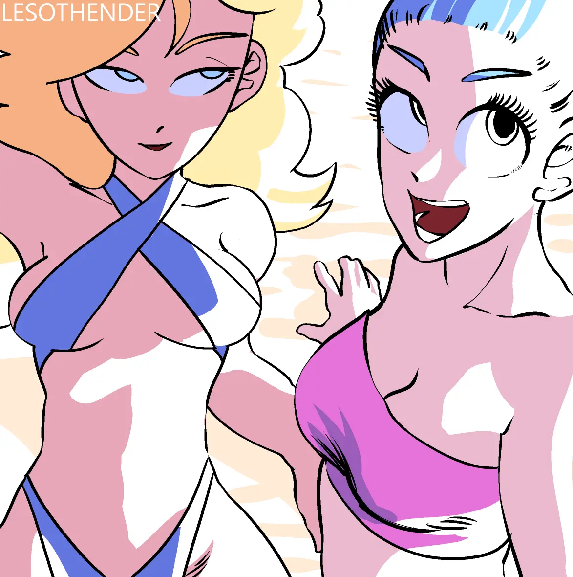Image female,female_only,long_hair,smile,2girls,blue_eyes,blue_hair,bikini,2021,female_focus,thick_thighs,thighs,hair_over_one_eye,beach,smiling,watermark,artist_name,bare_shoulders,bare_thighs,cleavage,tagme,blonde_hair,thick,dragon_ball,hair_between_eyes,artist_signature,bikini_top,sand,:d,blue_bikini,thick_hips,thong,blonde_hair_female,blonde_female,bikini_bottom,artist_logo,dragon_ball_(classic),long_hair_female,thong_bikini,thick_body,looking_up,smiling_at_another,bare_arms,bare_chest,bare_skin,bulma_briefs,:),beach_background,thick_breasts,bad_launch,launch,blue_bikini_bottom,blue_bikini_top,smiley_face,looking_up_at_viewer,bulma_(dragon_ball),pink_tubetop,lesothender,pink_tube_top