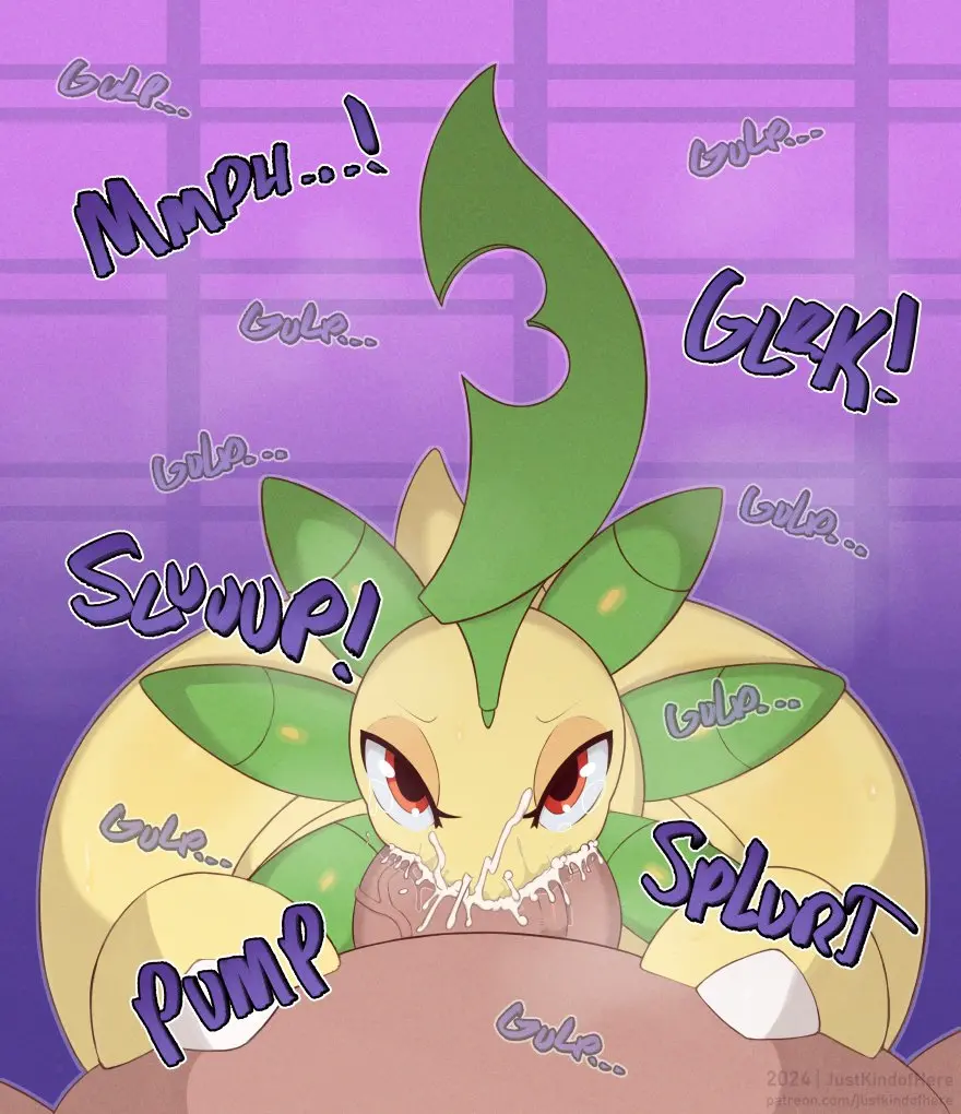 Image cum,cum_in_mouth,penis,pokemon,pokemon_(species),big_ass,big_penis,bubble_butt,huge_ass,thick_thighs,fellatio,wide_hips,huge_cock,tagme,blowjob,justkindofhere,bayleef,serenity_(justkindofhere)