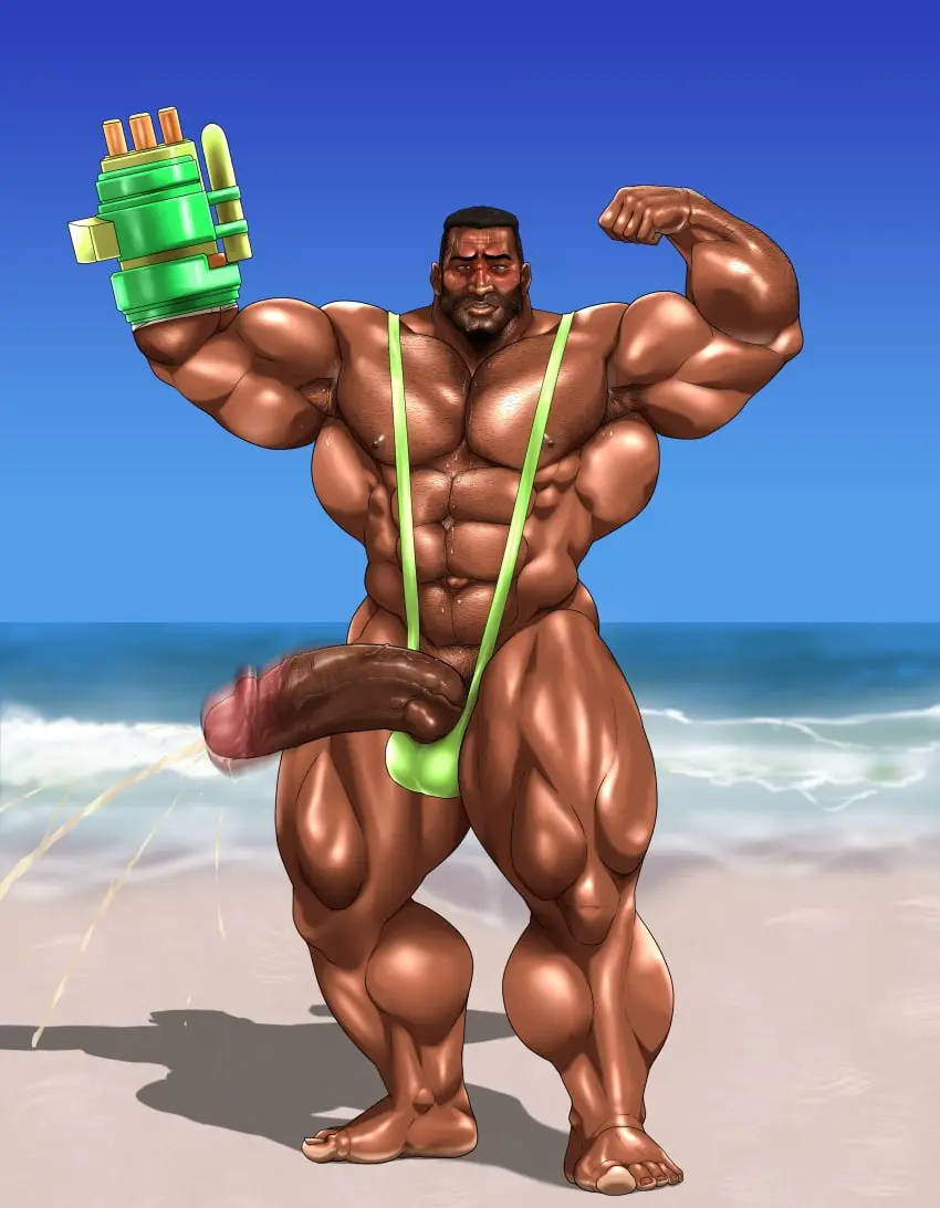 Image solo,cum,male,penis,sweat,big_penis,erection,muscular,armpits,male_only,yaoi,balls,bara,orgasm,final_fantasy,final_fantasy_vii,sweating,solo_male,boner,beard,muscles,facial_hair,armpit_hair,armpit,barret_wallace,flexing,banana_hammock,green_mankini,mankini,penis_exposed_on_mankini,hitenmaru