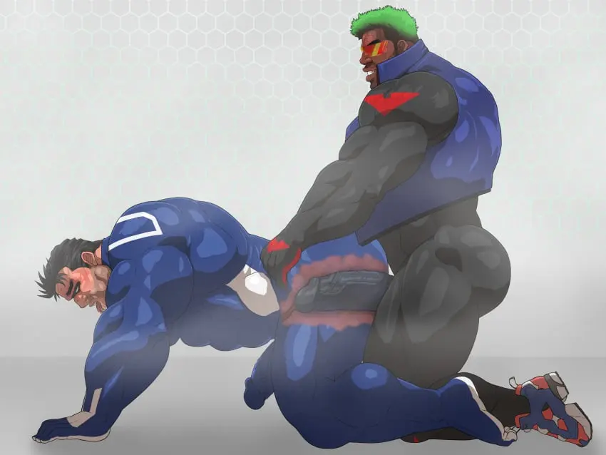 Image male,penis,sweat,sex,erection,muscular,anal,anal_sex,male/male,male_only,yaoi,balls,gay,bara,erection_under_clothes,sweating,boner,x-ray,clothed_sex,muscles,costume,musk,hitenmaru