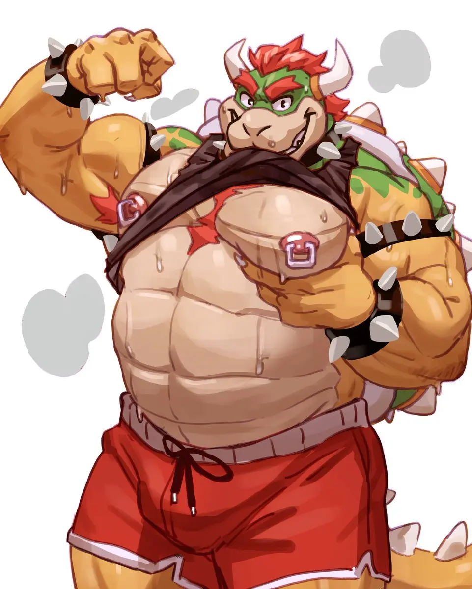 Image clothed,clothing,hi_res,looking_at_viewer,nipples,shirt,simple_background,smile,solo,standing,white_background,male,navel,sweat,tail,seductive,muscular,muscular_male,areola,male_only,yaoi,belly,eyebrows,jewelry,teeth,hair,anthro,piercing,mario_(series),nintendo,bara,bulge,bite,collar,bodily_fluids,biceps,muscular_anthro,pecs,horn,non-mammal_nipples,bracelet,shorts,2024,scalie,nipple_piercing,dripping,squish,big_muscles,tank_top,raised_clothing,raised_shirt,raised_topwear,topwear,big_bulge,spikes,spiked_bracelet,bottomwear,big_pecs,body_hair,bowser,koopa,spiked_collar,armpit_hair,masculine_male,nipple_ring,spikes_(anatomy),armband,musk,musk_clouds,chest_hair,kemono,ring_piercing,musclegut,shell,huge_muscles,spiked_tail,pec_grab,flexing,pec_squish,raised_tank_top,clothing_bite,spiked_armband,pec_squeeze,spiked_shell,lhjal2,tank_top_bite