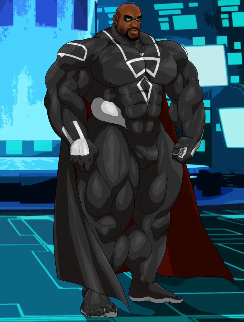 Image solo,male,penis,muscular,male_only,yaoi,balls,bara,bulge,flaccid,solo_male,muscles,costume,facial_hair,hitenmaru