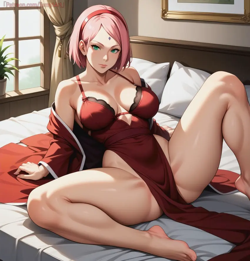 Image 1girls,big_breasts,breasts,female,female_only,large_breasts,light-skinned_female,light_skin,long_hair,no_bra,solo,thick_thighs,thighs,voluptuous,barefoot,milf,feet,patreon_username,watermark,ai_generated,bare_shoulders,bare_thighs,cleavage,hairband,lingerie,solo_focus,huge_breasts,pink_hair,green_eyes,stable_diffusion,sitting,nai_diffusion,inviting,inviting_to_sex,mature_female,on_bed,bed,indoors,bedroom,no_panties,revealing_clothes,makeup,lipstick,arm_support,mature,naruto,naruto_(series),sakura_haruno,boruto:_naruto_next_generations,sitting_on_bed,facial_mark,url,commentary,bob_cut,wide_sleeves,bare_chest,web_address,forehead_mark,leaning,robe,adapted_costume,leaning_back,babydoll,temptart,arms_at_sides