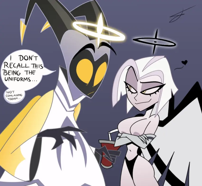 Image female,angel,hazbin_hotel,shocked_expression,adam_(hazbin_hotel),the_first_man,lute_(hazbin_hotel)