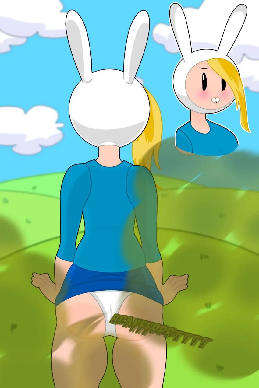 Image panties,ass,hat,biting_lip,embarrassed,blonde_hair,bunny_ears,white_panties,ass_focus,outside,blue_skirt,grass,adventure_time,blue_shirt,white_hat,smell,fart,fart_fetish,smelly,stinkify,in_public,fionna_the_human_girl