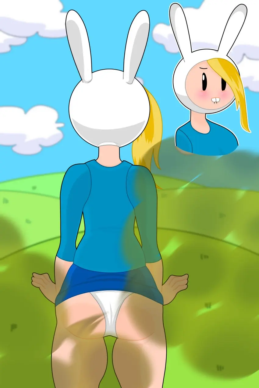 Image panties,ass,hat,biting_lip,embarrassed,blonde_hair,bunny_ears,white_panties,ass_focus,outside,blue_skirt,grass,adventure_time,blue_shirt,white_hat,smell,fart,fart_fetish,smelly,stinkify,in_public,fionna_the_human_girl