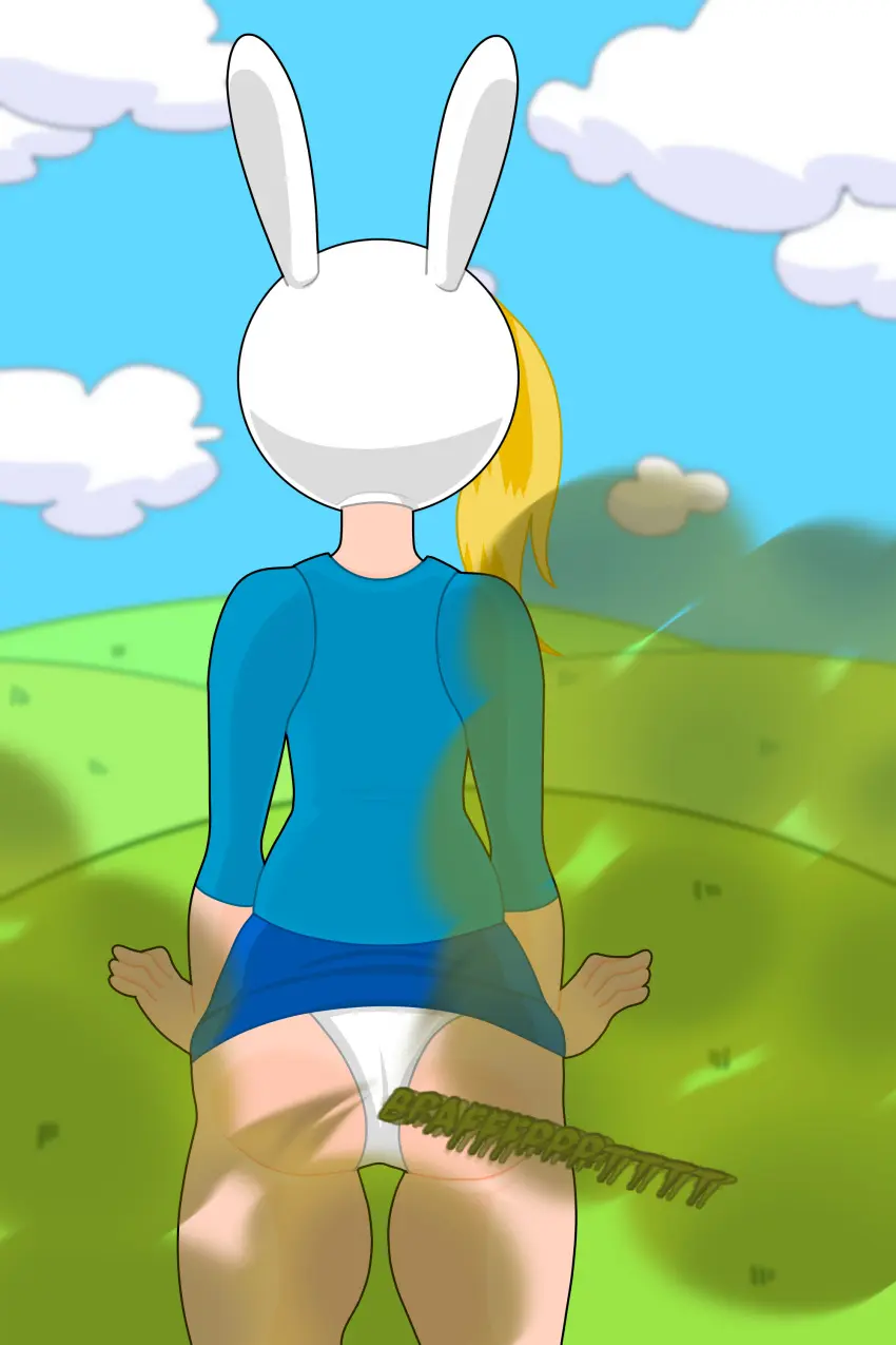 Image panties,ass,hat,biting_lip,embarrassed,blonde_hair,bunny_ears,white_panties,ass_focus,outside,blue_skirt,grass,adventure_time,blue_shirt,white_hat,smell,fart,fart_fetish,smelly,stinkify,in_public,fionna_the_human_girl