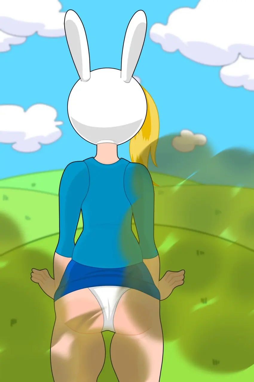 Image panties,ass,hat,biting_lip,embarrassed,blonde_hair,bunny_ears,white_panties,ass_focus,outside,blue_skirt,grass,adventure_time,blue_shirt,white_hat,smell,fart,fart_fetish,smelly,stinkify,in_public,fionna_the_human_girl