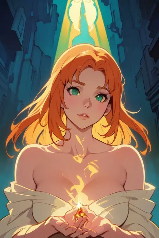 Image breasts,female,freckles,ai_generated,green_eyes,ginger_hair,chaibun,autosexual