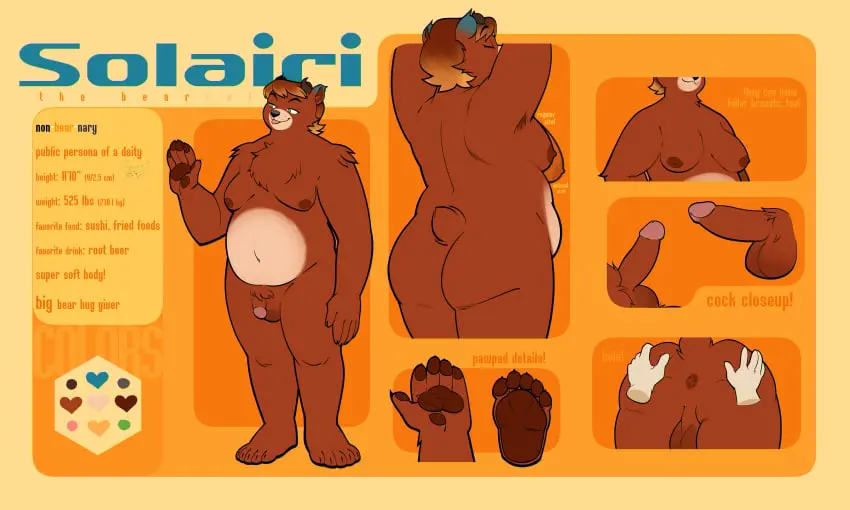 Image breasts,female,hi_res,nipples,simple_background,smile,solo,standing,male,navel,nude,penis,tail,tongue_out,furry,tongue,ass,big_butt,duo,erection,humanoid_penis,areola,feet,belly,big_belly,side_boob,solo_focus,balls,hair,anthro,tan_body,text,anus,green_eyes,spreading,absurd_res,brown_hair,fur,genitals,mammal,snout,claws,rear_view,toe_claws,horn,english_text,5_fingers,2024,blue_body,white_body,bear,fingers,front_view,humanoid_genitalia,blue_fur,brown_fur,toes,arm_tuft,glans,tuft,tan_fur,brown_body,short_tail,overweight,pawpads,highlights_(coloring),overweight_male,chest_tuft,model_sheet,spread_butt,5_toes,countershade_torso,countershading,shoulder_tuft,color_swatch,finger_claws,crotch_tuft,brown_areola,brown_nipples,multiple_images,character_name,disembodied_hand,lgbt_pride,dipstick_ears,multicolored_ears,2_horns,brown_pawpads,orange_background,round_ears,pride_colors,countershade_snout,orange_highlights,solairi_(onefattycatty),geometric_background,information,species_name,ear_markings,magnetiorchid,nonbinary_pride_colors
