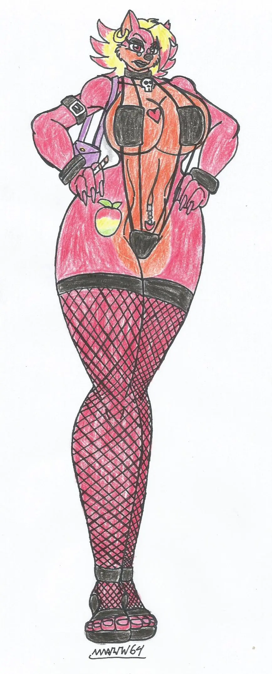 Image big_breasts, breasts, female, red_eyes, white_background, bikini, furry, earrings, huge_breasts, anthro, breasts_bigger_than_head, collar, belt, big_hips, navel_piercing, orange_fur, pink_nails, goth_girl, black_lipstick, red_fur, black_eyeshadow, nose_piercing, fishnet_stockings, bracelets, handbag, high_heel_sandals, cigar, crash_(series), traditional_drawing_(artwork), tattoo_on_breast, tawna_bandicoot, hand_on_hips, marlon64, highlights_hairs, crash_twinsanity, negative, original_design, evil_tawna, tattoo_on_thigh