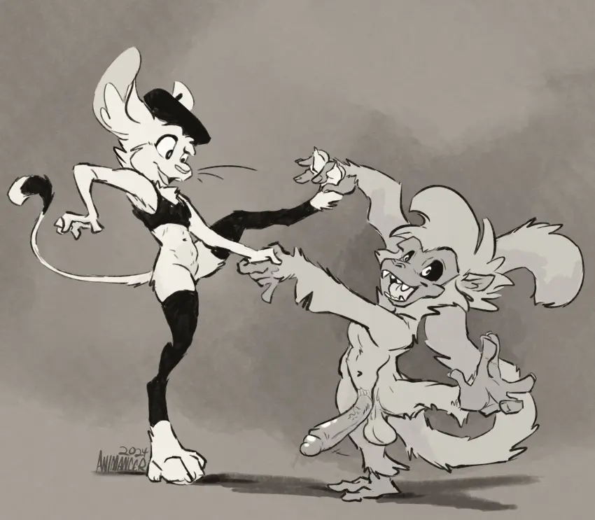 Image female,hi_res,male,penis,big_penis,genitals,mammal,paws,gesture,black_sclera,rodent,animancer,jerboa,monkey,haplorhine,primate,aevsivs,dipodid,handshake,luck_(animancer),pawshake