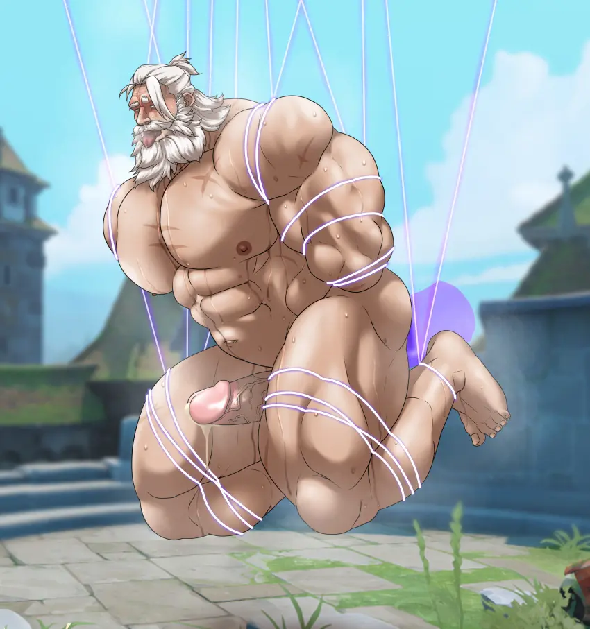 Image solo,cum,male,nude,penis,sweat,erection,muscular,male_only,yaoi,balls,bara,bondage,sweating,solo_male,boner,beard,overwatch,overwatch_2,muscles,facial_hair,after_orgasm,musk,hitenmaru,reinhardt