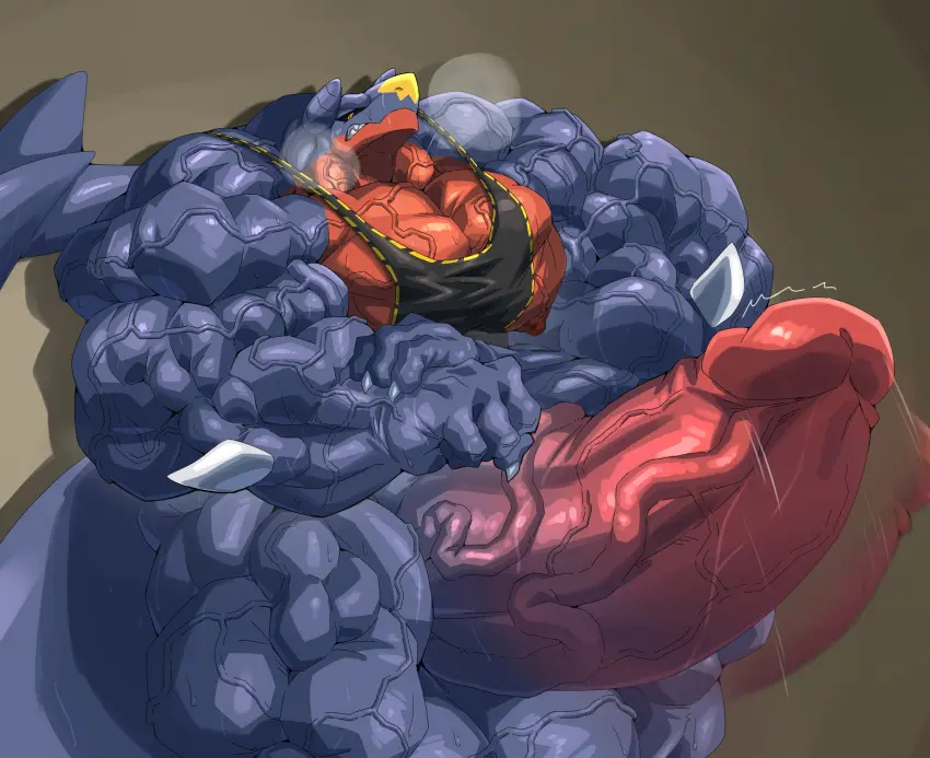 Image male,penis,pokemon,pokemon_(species),furry,muscular,muscular_male,male_only,balls,anthro,hyper_balls,hyper_penis,hyper_testicles,hyper,hyper_genitalia,muscles,muscular_arms,hyper_cock,garchomp,bodybuilder,dong2fm,flexing_penis