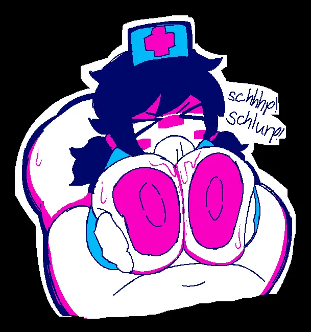 Image 1girls,blush,breasts,breasts_out,female,nipples,1boy,blue_hair,male,navel,penis,straight,sweat,ass,huge_ass,huge_butt,fellatio,areolae,black_background,huge_breasts,paizuri,pov,twintails,chibi,onomatopoeia,limited_palette,paizufella,nurse_cap,chibi_style,blush_stickers,nurse,nurse_uniform,nurse_hat,>_<,breasts_focus,ghost_suburb_ii,meatoids,nurse_okay