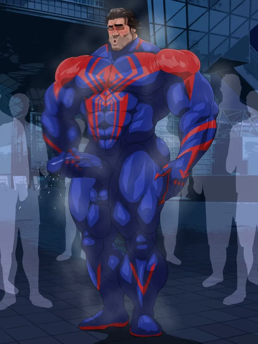 Image male,penis,big_penis,erection,muscular,male_only,yaoi,balls,bara,erection_under_clothes,masturbation,precum,precum_through_clothing,boner,muscles,marvel,marvel_comics,costume,spider-man_(series),musk,miguel_o'hara,hitenmaru,spider-man_2099