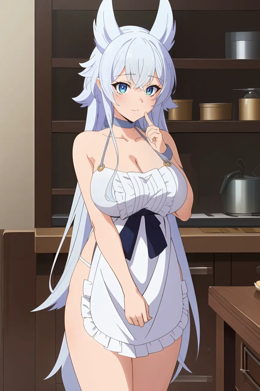 Image 1girls,big_breasts,breasts,female,female_only,light-skinned_female,light_skin,long_hair,solo,very_long_hair,bangs,blue_eyes,ai_generated,solo_female,tagme,ahoge,indoors,commentary_request,apron,wolf_ears,silver_hair,wolf_girl,wolf_humanoid,english_commentary,maid_apron,fenrys,lv2_kara_cheat_datta_motoyuusha_kouho_no_mattari_isekai_life