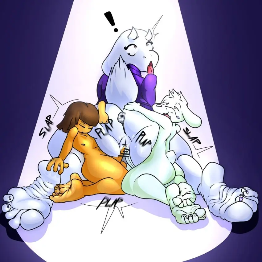 Image female,simple_background,ass,barefoot,feet,foot_fetish,ahe_gao,vaginal_penetration,penetration,soles,incest,ass_focus,ass_grab,tears,humanoid_genitalia,white_fur,undertale,double_penetration,foot_focus,donut_anus,caprine,goat,toriel,undertale_(series),onomatopoeia,wrinkled_feet,wrinkled_soles,big_feet,asriel_dreemurr,frisk,scrunched_toes,femboy_frisk,joe_erogenous,joeerogenous,asriel