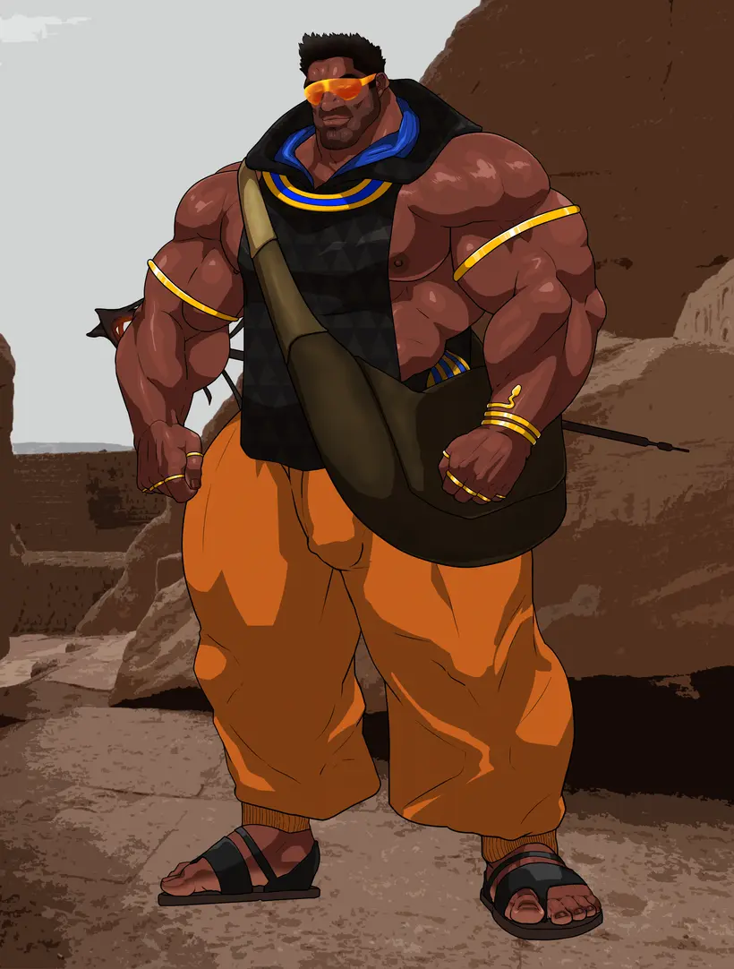 Image clothing,solo,male,penis,muscular,male_only,yaoi,balls,bara,bulge,flaccid,solo_male,fully_clothed,muscles,hitenmaru