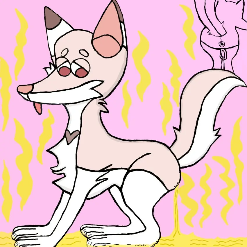 Image female,hi_res,pussy,tail,tongue_out,furry,uncensored,anus,absurd_res,genital_fluids,bodily_fluids,canid,canine,canis,mammal,female/female,feral,peeing,coyote,urine,watersports