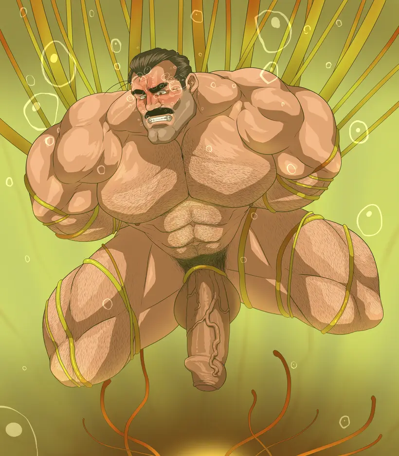 Image solo,male,nude,penis,big_penis,erection,muscular,water,male_only,yaoi,balls,bara,tentacle,captured,solo_male,abs,boner,plant,muscles,facial_hair,moustache,milking,underwater,plant_tentacle,hitenmaru