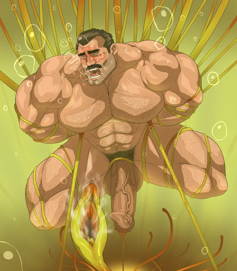 Image solo,male,nude,penis,big_penis,erection,muscular,water,male_only,yaoi,balls,bara,tentacle,captured,solo_male,abs,boner,plant,muscles,facial_hair,moustache,milking,underwater,plant_tentacle,hitenmaru
