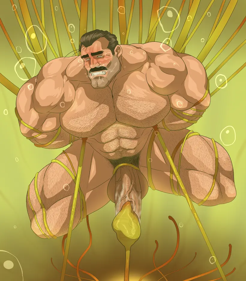 Image solo,male,nude,penis,big_penis,erection,muscular,water,male_only,yaoi,balls,bara,tentacle,captured,solo_male,abs,boner,plant,muscles,facial_hair,moustache,milking,underwater,plant_tentacle,hitenmaru