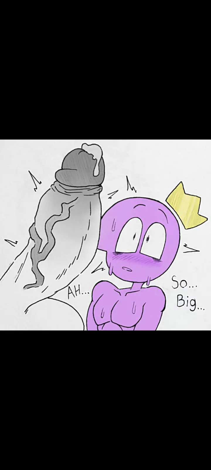 Image male,penis,sweat,big_penis,uncensored,2boys,femboy,color,veiny_penis,2d,purple_skin,text,gay,excited,sweatdrop,surprised,2d_artwork,non-human,blush_lines,penis_awe,worried,blushing,white_penis,imminent_sex,presenting_ass,size_talk,suprised_look,floating_penis,japansadface,floating_crown,scorpios_(japansadface),b5kbao7oagzbnlf_(artist),vertical_image