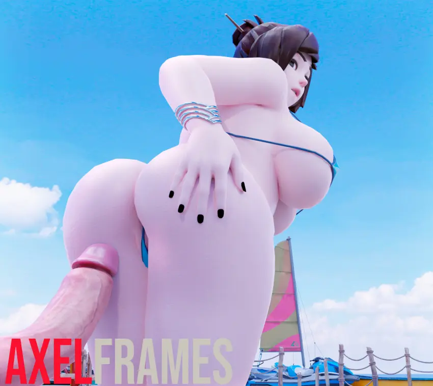 Image female,bikini,ass,white_skin,beach,3d,overwatch,overwatch_2,white_penis,mei_(overwatch)