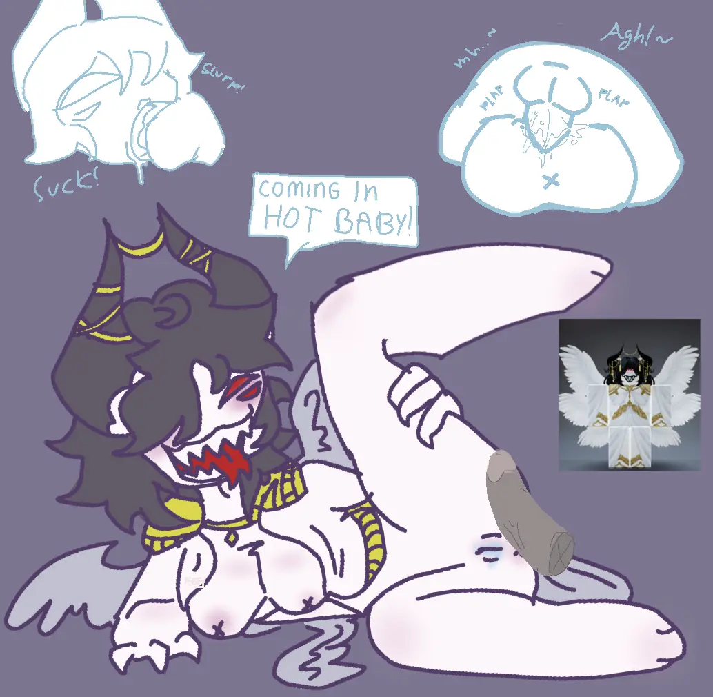 Image 1girls,female,red_eyes,1boy,black_hair,cum,male,penis,pussy,angel_wings,fat_ass,cum_in_pussy,cum_inside,angel,demon,dick,missionary_position,blowjob,cute,oc,pussy_juice_drip,roblox,robloxian,creature,black_horns,hotdogging,jiggle,greek_clothes,seraphim