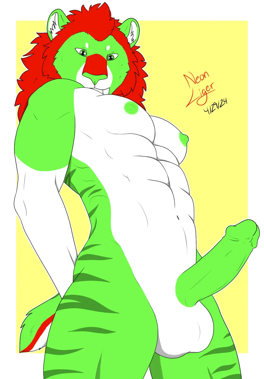 Image breasts, cowboy_shot, hi_res, looking_at_viewer, nipples, simple_background, solo, standing, male, penis, tail, big_penis, small_breasts, erection, futanari, intersex, muscular, male_only, belly, eyebrows, shaded, teeth, yellow_background, balls, anthro, green_eyes, pose, looking_down, male_nipples, big_balls, fur, genitals, mammal, snout, two_tone_body, biceps, muscular_anthro, upper_body, fangs, cropped_legs, 2024, green_body, green_nipples, male_focus, hands_behind_back, abs, erect_nipples, front_view, dated, signature, herm, markings, tuft, hybrid, white_balls, short_tail, felid, simple_shading, lion, pantherine, stripes, green_penis, muscular_futa, png, multicolored_tail, inner_ear_fluff, sabertooth_(anatomy), striped_body, striped_fur, striped_markings, countershading, muscular_intersex, mane, white_markings, green_fur, six_pack, facial_tuft, deltoids, white_outline, white_belly, outline, saber-toothed_tiger, aliasing, solid_colors, jaggy_lines, circle_eyebrows, red_mane, green_markings, non-euclidean_border, green_stripes, gynomastia, neon_lion, ryliee_altinay_(neon_lion), serratus_anterior, white_muzzle