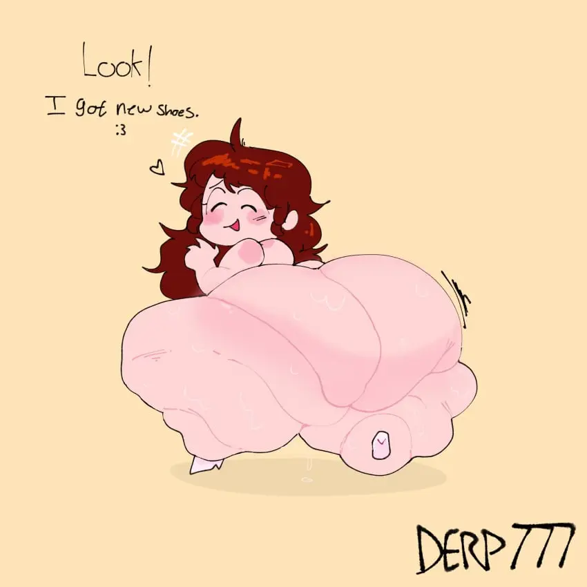 Image female,looking_at_viewer,nude,sweat,smiling_at_viewer,yellow_background,nude_female,tagme,naked,high_heels,no_panties,edit,edited,speech,no_clothes,thunder_thighs,huge_thighs,fat,obese,pink_shoes,friday_night_funkin,girlfriend_(friday_night_funkin),auburn_hair,derp777,moonoatmeal