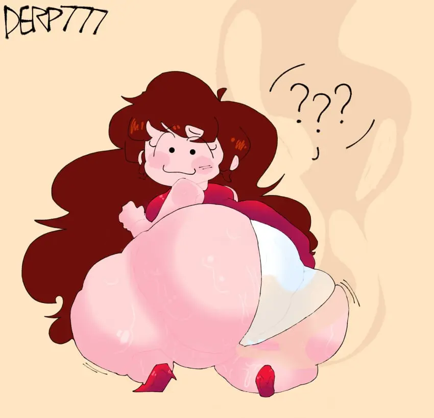 Image female,looking_at_viewer,sweat,kneeling,smiling_at_viewer,yellow_background,tagme,high_heels,red_dress,edit,edited,speech_bubble,thunder_thighs,huge_thighs,fat,obese,worried,confusion,confused,question_mark,friday_night_funkin,girlfriend_(friday_night_funkin),fart,fart_fetish,red_shoes,auburn_hair,derp777,moonoatmeal