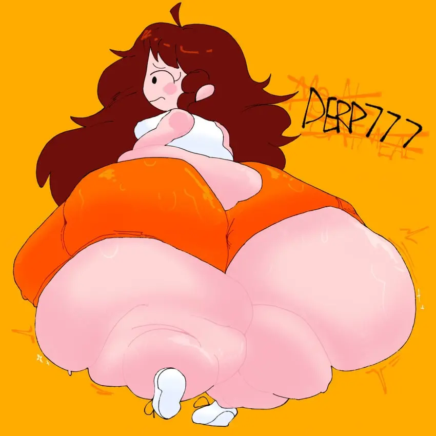 Image female,sweat,tagme,edit,edited,thunder_thighs,huge_thighs,fat,obese,friday_night_funkin,girlfriend_(friday_night_funkin),white_shoes,worried_expression,orange_background,auburn_hair,white_tank_top,orange_shorts,hooters,derp777,moonoatmeal,visible_anus,hooters_uniform