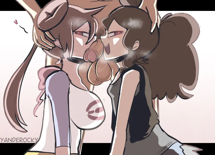 Image breasts,female,light-skinned_female,light_skin,long_hair,1boy,2girls,blue_eyes,ffm_threesome,male,penis,pokemon,uncensored,ponytail,twin_buns,huge_breasts,medium_breasts,brown_hair,nintendo,blowjob,twintails,breast_size_difference,hilda_(pokemon),naughty_face,pokemon_bw,rosa_(pokemon),pokemon_bw2,collaborative_fellatio,yanderocky