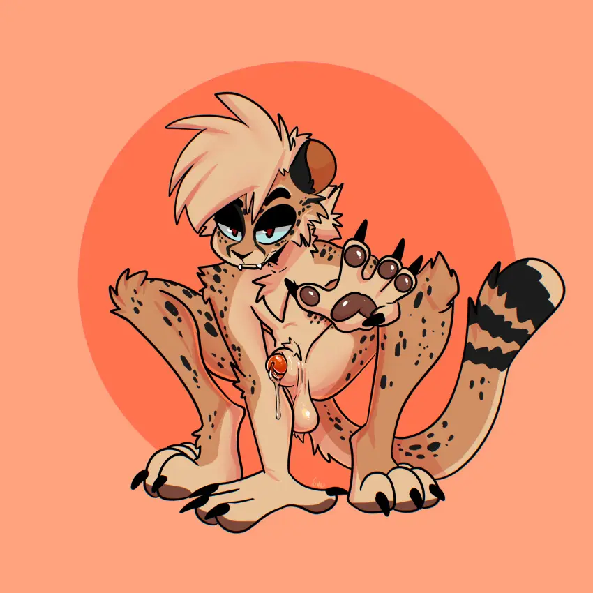Image hi_res,simple_background,smile,solo,male,nude,penis,humanoid_penis,teeth,balls,hair,anthro,tan_body,absurd_res,half-closed_eyes,smug,genital_fluids,bodily_fluids,fur,genitals,mammal,precum,paws,fangs,feline,narrowed_eyes,precum_drip,half-erect,precum_string,crouching,dripping,humanoid_genitalia,smirk,brown_fur,animal_genitalia,markings,sheath,tuft,tan_fur,brown_body,felid,pawpads,smug_face,chest_tuft,spots,spotted_body,spotted_fur,spotted_markings,smug_grin,facial_tuft,black_spots,cheek_tuft,brown_pawpads,orange_background,tan_hair,xing1,serval