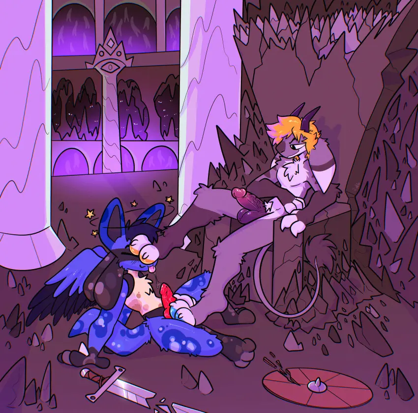 Image hi_res,blue_hair,male,nude,penis,pokemon,pokemon_(species),tail,erection,humanoid_penis,feet,male_only,balls,hair,feathered_wings,feathers,wings,tan_body,veiny_penis,blonde_hair,angel,cave,absurd_res,closed_eyes,nintendo,fur,genitals,grey_body,grey_fur,paws,black_body,horn,blue_body,white_body,anthro_only,humanoid_genitalia,vein,furniture,animal_genitalia,animal_penis,canine_genitalia,canine_penis,knot,tuft,hybrid,generation_4_pokemon,tan_fur,white_fur,spikes,chair,black_fur,pawpads,chest_tuft,lucario,spikes_(anatomy),chimera,tail_tuft,dreadlocks,blue_feathers,shield,curved_horn,throne,hand_spike,foot_on_balls,yellow_pawpads,xing1,foot_on_face,back_wings,broken_sword