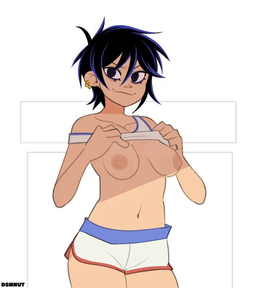 Image 1girls,breasts,breasts_out,clothed,clothing,cowboy_shot,female,hi_res,human,light-skinned_female,light_skin,looking_at_viewer,nipples,shirt,simple_background,smile,solo,standing,white_background,black_hair,blue_hair,navel,ass,big_ass,earrings,thighs,areolae,smiling,smiling_at_viewer,sportswear,artist_name,belly_button,clothed_female,clothes,eyelashes,hair,piercing,medium_breasts,medium_hair,presenting,black_eyes,ear_piercing,clothes_lift,shirt_lift,stomach,shorts,presenting_breasts,partially_clothed,2024,legs_together,front_view,asian,asian_female,tank_top,topwear,bottomwear,clothing_lift,shirt_up,gorillaz,dsmnup,noodle_(gorillaz),noodle_(pac-man)