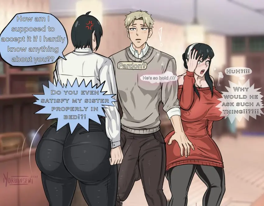 Image big_breasts,blush,breasts,female,male,penis,ass,big_ass,big_penis,huge_ass,thick_thighs,male/male,balls,huge_cock,fat_ass,text,massive_breasts,tagme,thick_ass,cock,gay,bulge,big_balls,dialogue,angry,male_focus,text_bubble,nipple_bulge,bulge_through_clothing,spy_x_family,yor_briar,cock_bulge,loid_forger,comedy,yoruunsfw,yuri_briar