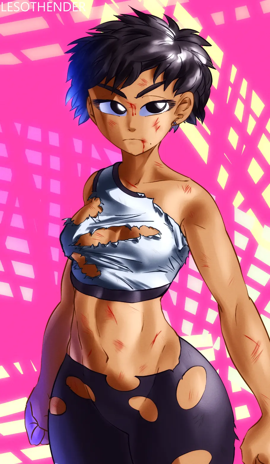 Image 1girls,female,female_only,black_hair,navel,short_hair,2021,earrings,female_focus,thick_thighs,thighs,voluptuous,watermark,artist_name,belly,belly_button,solo_female,thick,thick_ass,thick_butt,voluptuous_female,mole,curvy,curvy_body,curvy_female,curvy_figure,curvy_hips,curvy_thighs,black_hair_female,blood,blood_in_mouth,blood_on_face,fit,fit_female,artist_signature,black_eyes,curvaceous,thick_hips,mole_under_mouth,female_human,torn_clothes,abs,artist_logo,tomboy,s,one-punch_man,torn_pants,torn_clothing,female_abs,looking_aside,thick_body,short_hair_female,ripped_clothing,curvaceous_body,curvaceous_female,curvaceous_figure,fists_clenched,torn_legwear,bruise,serious,bruised,torn_shirt,thick_breasts,ripped_pants,curvy_ass,serious_face,serious_look,curvaceous_hips,bruises,ripped_shirt,suiko_(one-punch_man),bruise_on_face,bruised_breast,bruised_face,black_eyes_female,lesothender