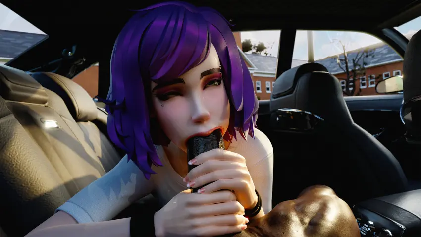 Image 1girls,female,looking_at_viewer,shiny_skin,shirt,1boy,blue_eyes,male,oral,penis,big_penis,sex,fellatio,dark-skinned_male,interracial,pleasure_face,piercing,purple_hair,3d,pov,male_pov,bracelet,car,long_nails,inside_car,andavaverse,pelo,road_head,lateoutdated