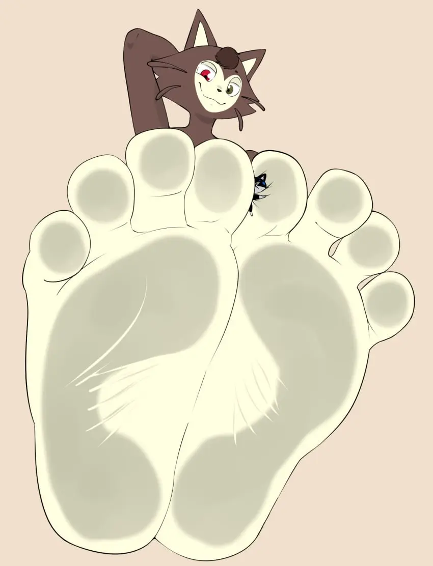 Image hi_res,male,nude,feet,male/male,anthro,foot_fetish,smug,mammal,heterochromia,feline,squish,felid,persona_5,humanoid_feet,domestic_cat,felis,mask,macro,foot_play,stomping,micro,plantigrade,smothering,morgana_(persona),persona_(series),mask_only,kralex_(artist),foot_smother,dashylf,kralex