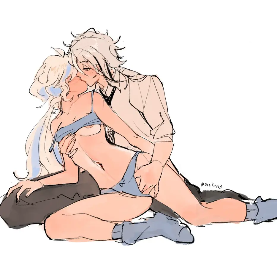 Image blush,female,long_hair,nipples,pants,shirt,simple_background,white_background,white_hair,2girls,black_hair,blue_hair,multiple_girls,bra,panties,underwear,multicolored_hair,sitting,vaginal_penetration,socks,genshin_impact,grabbing,grabbing_another's_breast,grabbing_from_behind,yuri,sleeves_rolled_up,white_shirt,fingering,streaked_hair,kissing,necktie,furina_(genshin_impact),black_necktie,commentary,black_pants,arlecchino_(genshin_impact),twitter_username,english_commentary,reach-around,blue_panties,blue_socks,freshy_kanal,blue_bra,hand_on_another's_waist,sockussy