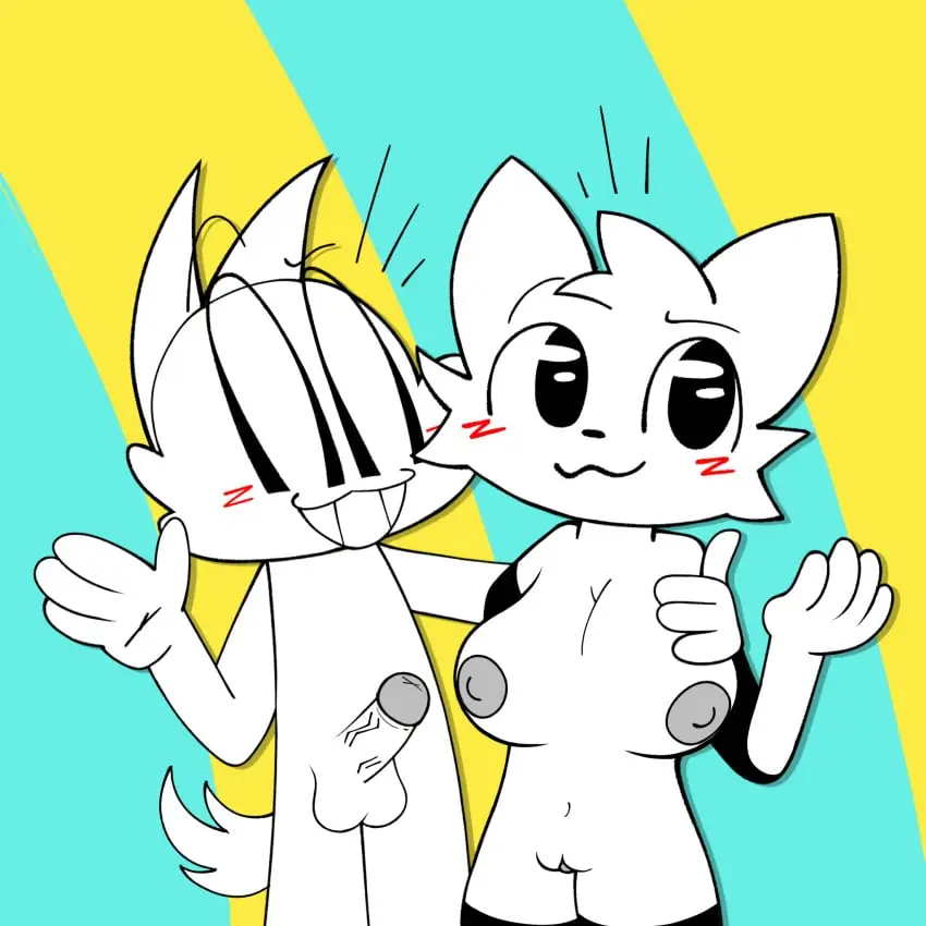 Image 1girls,big_breasts,blush,breasts,female,hi_res,highres,1boy,male,nude,penis,pussy,straight,tail,boobs,tits,duo,erection,vagina,digital_drawing_(artwork),digital_media_(artwork),male/female,anthro,nude_female,nude_male,stockings,closed_eyes,wolf,erect_penis,feline,2024,white_body,colorful_background,smirk,smirking,smirking_at_viewer,blush_lines,tomboy,big_boobs,toony,1:1,white_fur,waving,rule_63,big_tits,crossover,domestic_cat,blushing,female/male,blushing_at_partner,wave,no_sex,weird_crossover,aimkid_(copyright),silly_cat_(mauzymice),waving_at_viewer,shitpost,boykisser,boykisser_(meme),nizisbizzy,aimkid,fella_(aimkid)